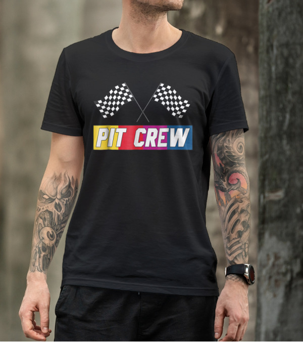 Pit Crew Checkered Flag Racing Party Parents T-Shirt