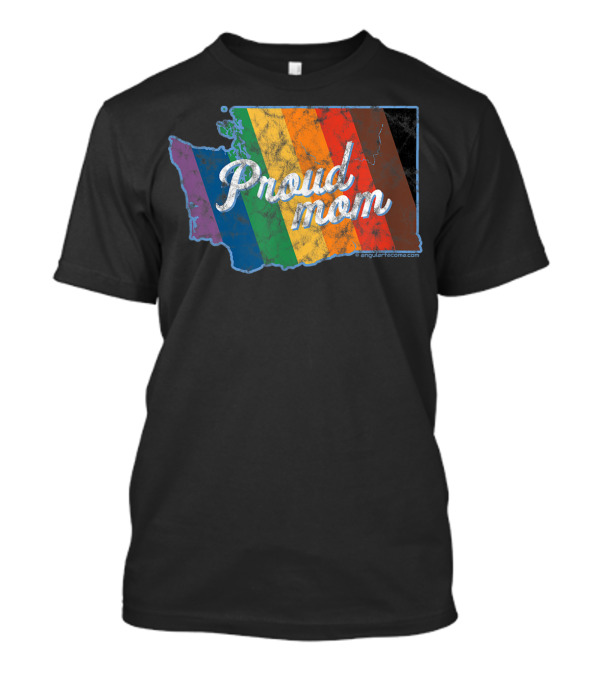 Proud Mom Rainbow Washington State Map T-Shirt