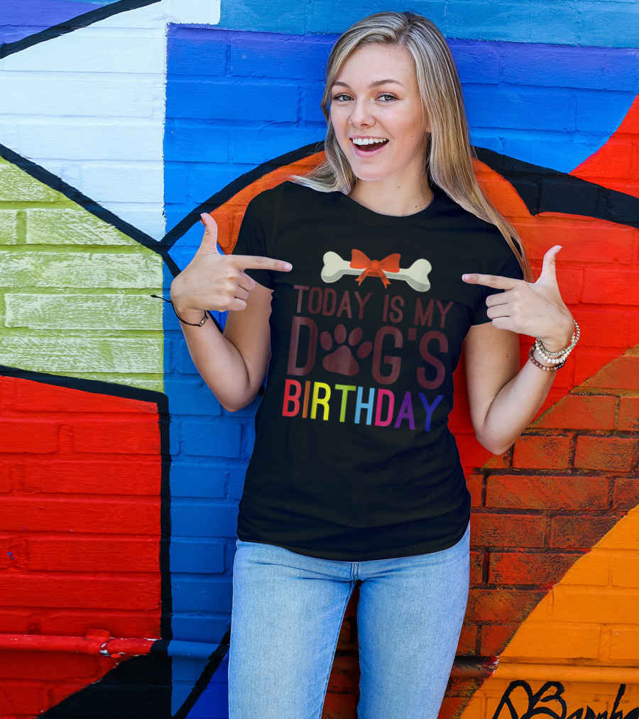 Today Is My Dog's Birthday With Bone And Paw Prints T-Shirt