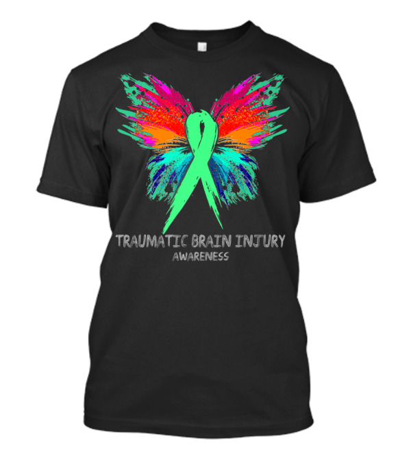 Traumatic Brain Injury Awareness Butterfly Ribbon Wings T-Shirt