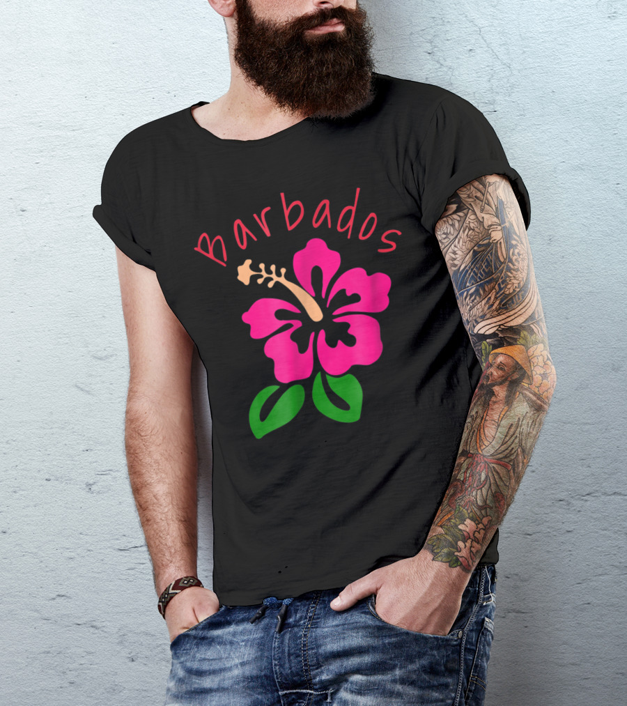Barbados Tropical Island Paradise Hibiscus Flower T-Shirt