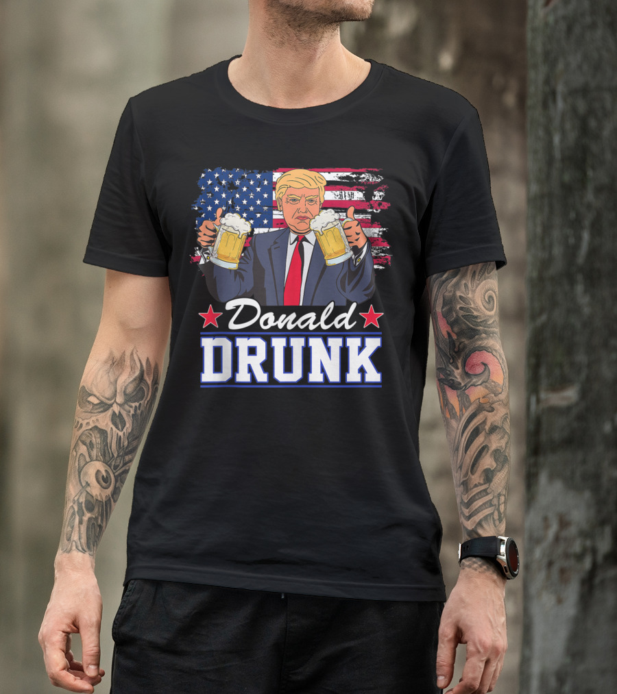 Donald Drunk Funny Drinking Presidents 4Th Of July T-Shirt
