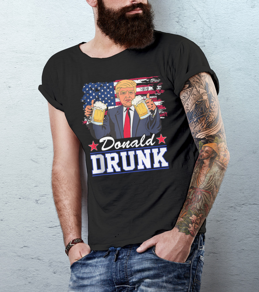 Donald Drunk Funny Drinking Presidents 4Th Of July T-Shirt