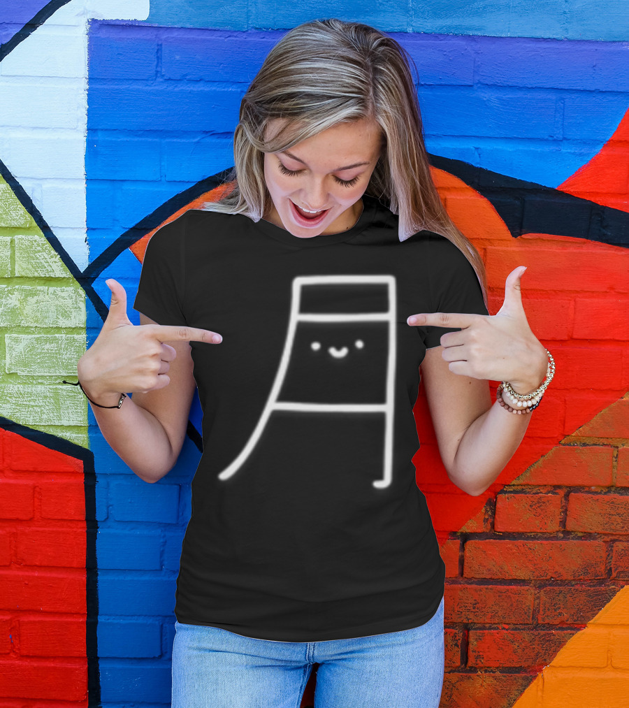 Tsuki Kawaii Moon Character Face Kanji T-Shirt