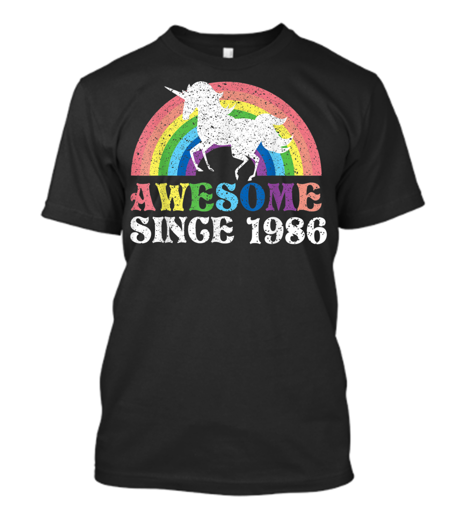 Awesome Since 1986 Unicorn Birthday Rainbow T-Shirt