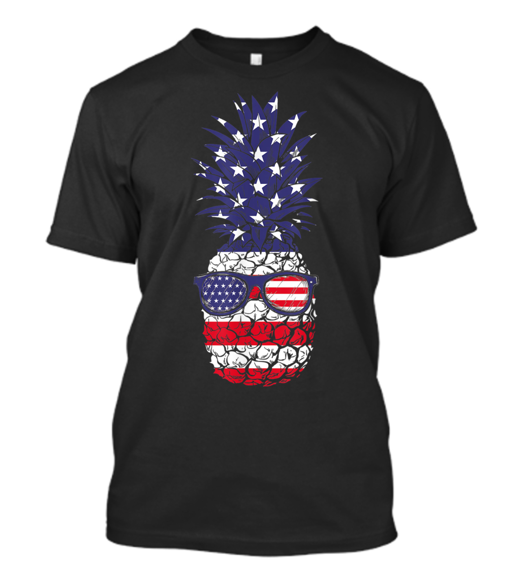 Patriotic Pineapple With USA Flag Sunglasses For 4th Of July T-Shirt