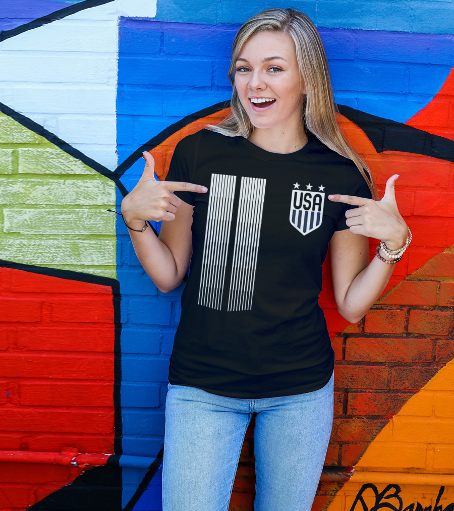 USA Soccer Stars Emblem With Vertical Stripes T-Shirt