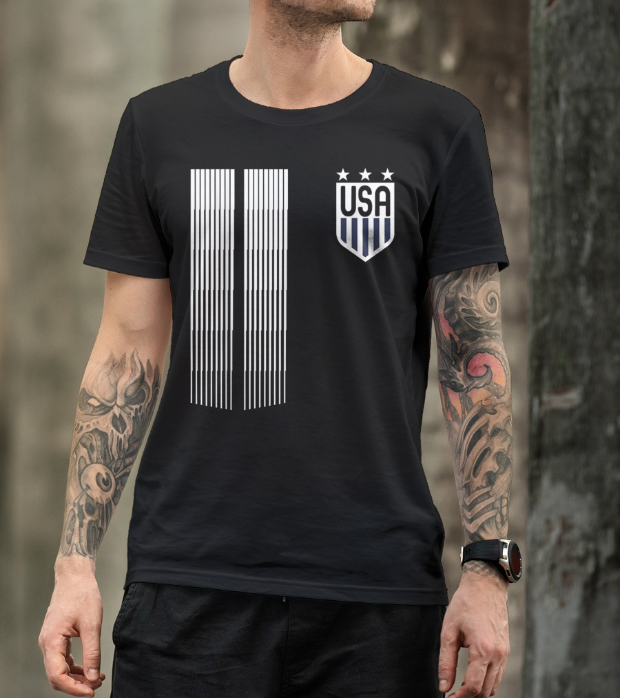 USA Soccer Stars Emblem With Vertical Stripes T-Shirt