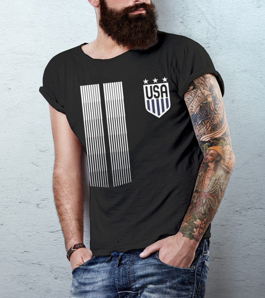 USA Soccer Stars Emblem With Vertical Stripes T-Shirt