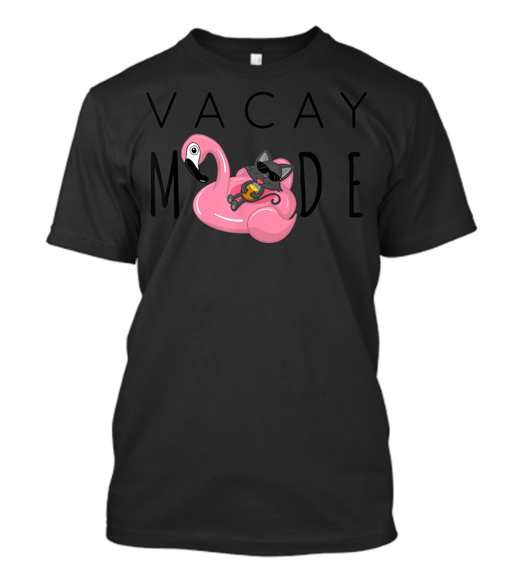 Vacay Mode Cat On Flamingo Pineapple T-Shirt