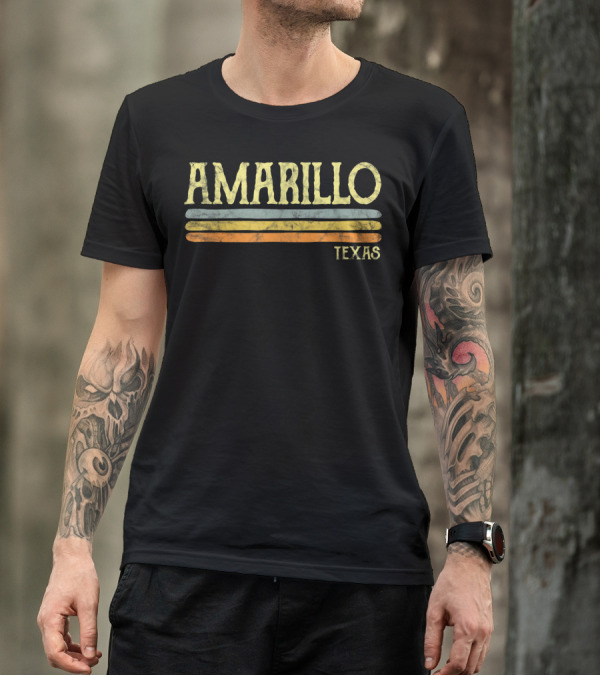 Amarillo Texas Vintage Retro Style Stripes T-Shirt