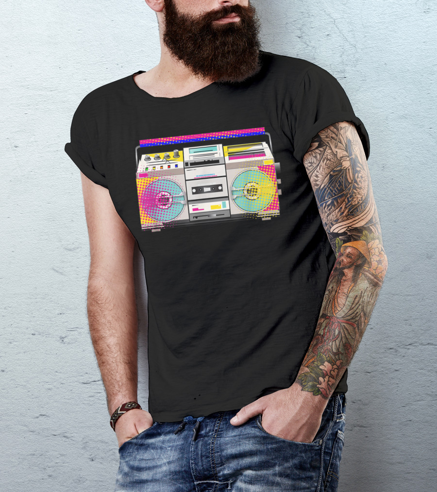 Boom Box 80s Cassette Player Retro Vibes T-Shirt