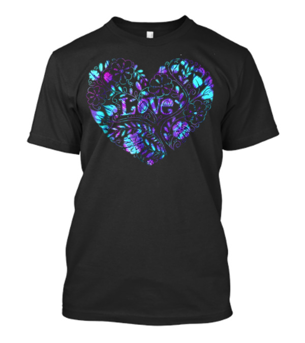 Vintage Hippie Tie Dye Love Heart Floral T-Shirt