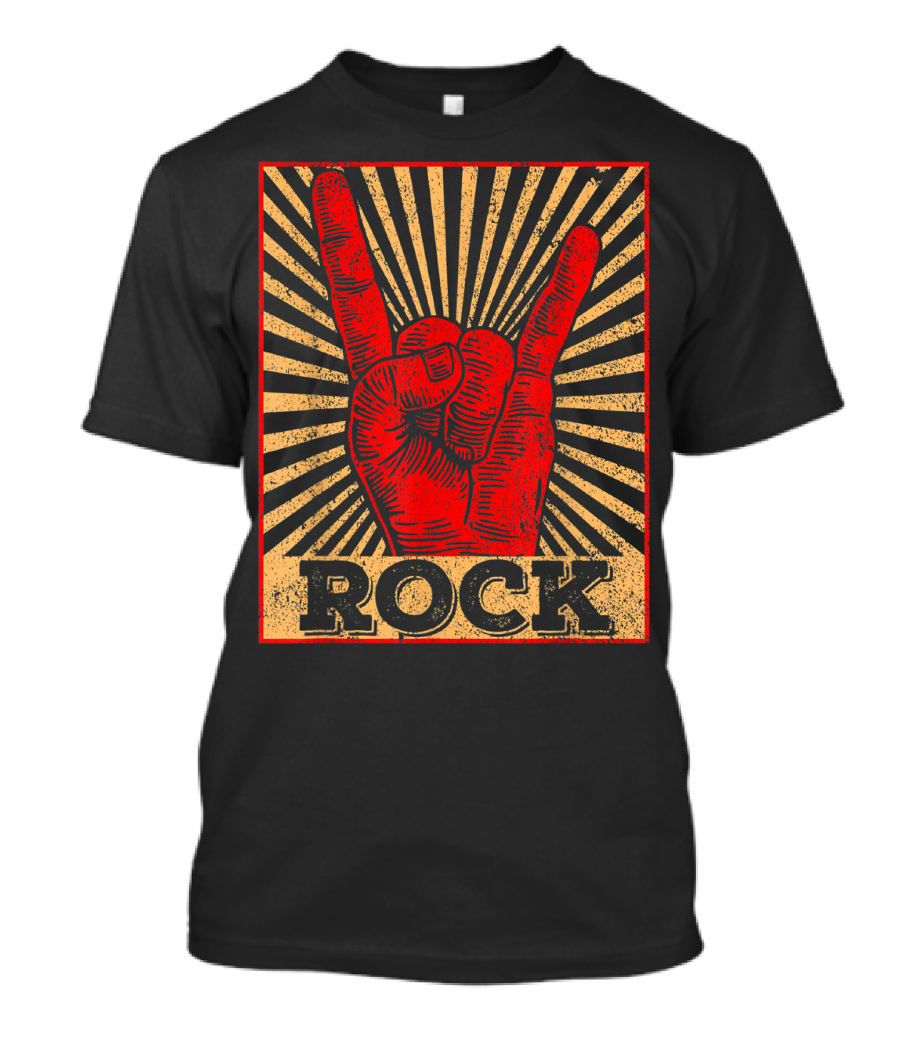 Vintage Rock N Roll Hand Gesture Symbol Bold Red T-Shirt