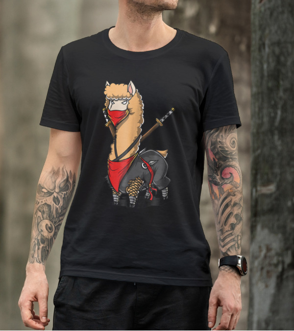 Llama Ninja Samurai Alpaca Martial Arts Warriors T-Shirt