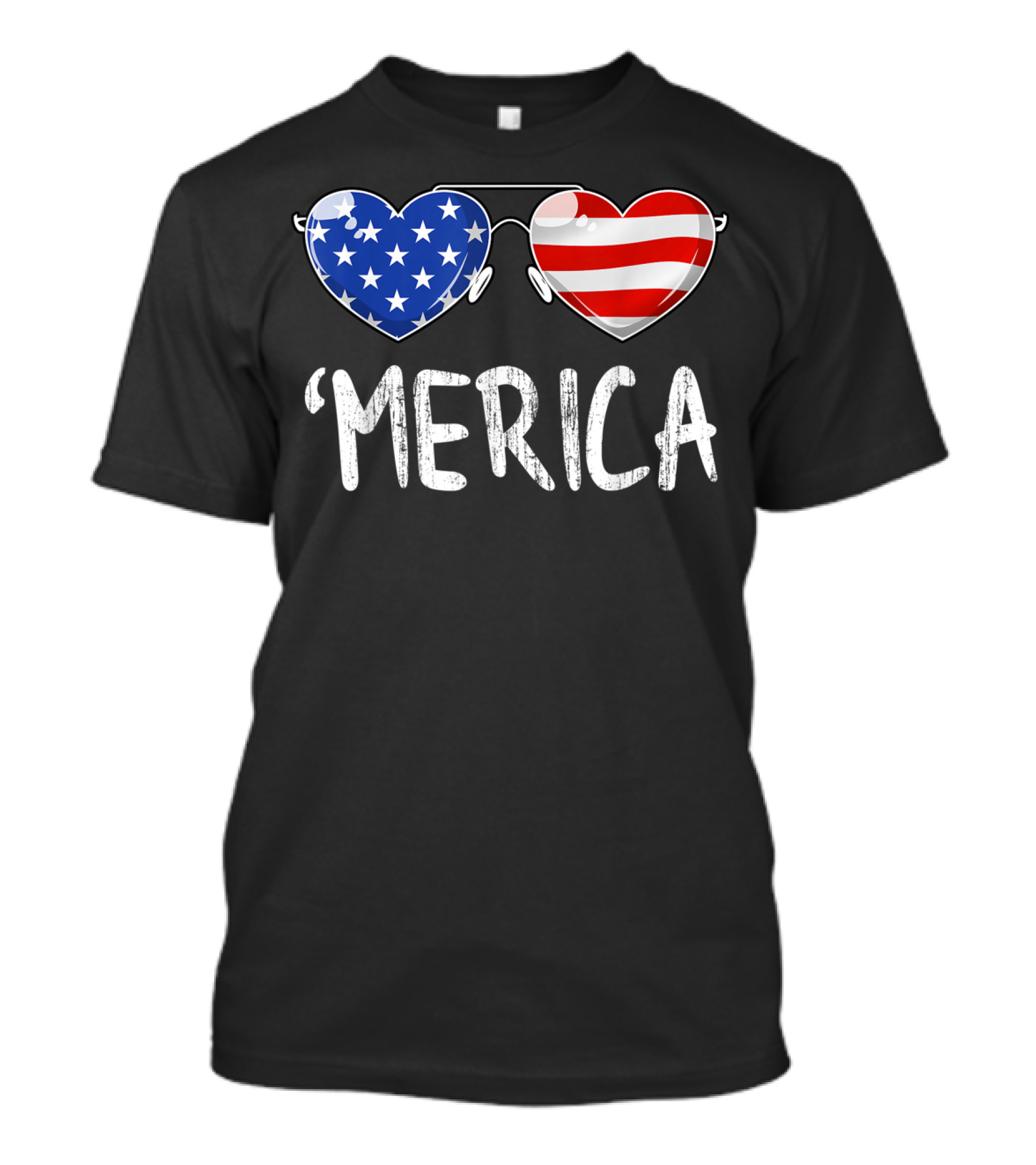 'Merica Heart Sunglasses American Flag Stars Stripes 4th Of July T-Shirt