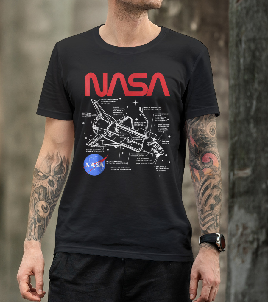 NASA Space Shuttle Schematic Diagram With Labels T-Shirt
