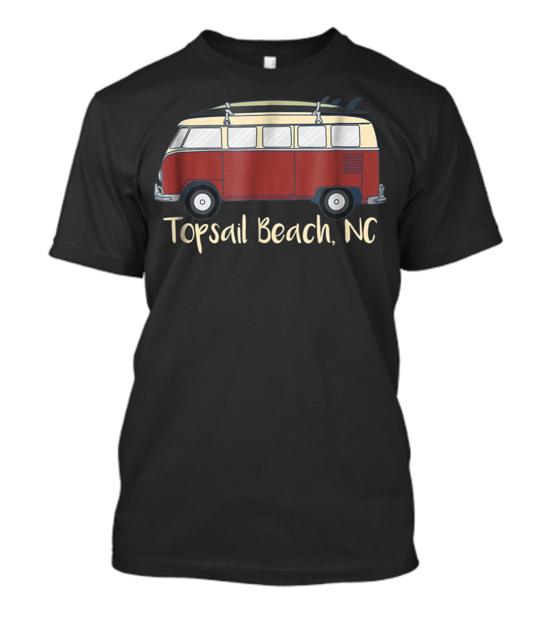 Topsail Beach NC Retro Surf Van Summer Adventure T-Shirt