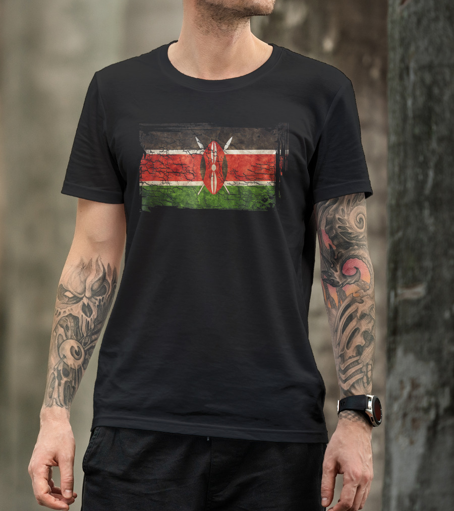 Vintage Weathered Kenya Flag Design G003727 T-Shirt