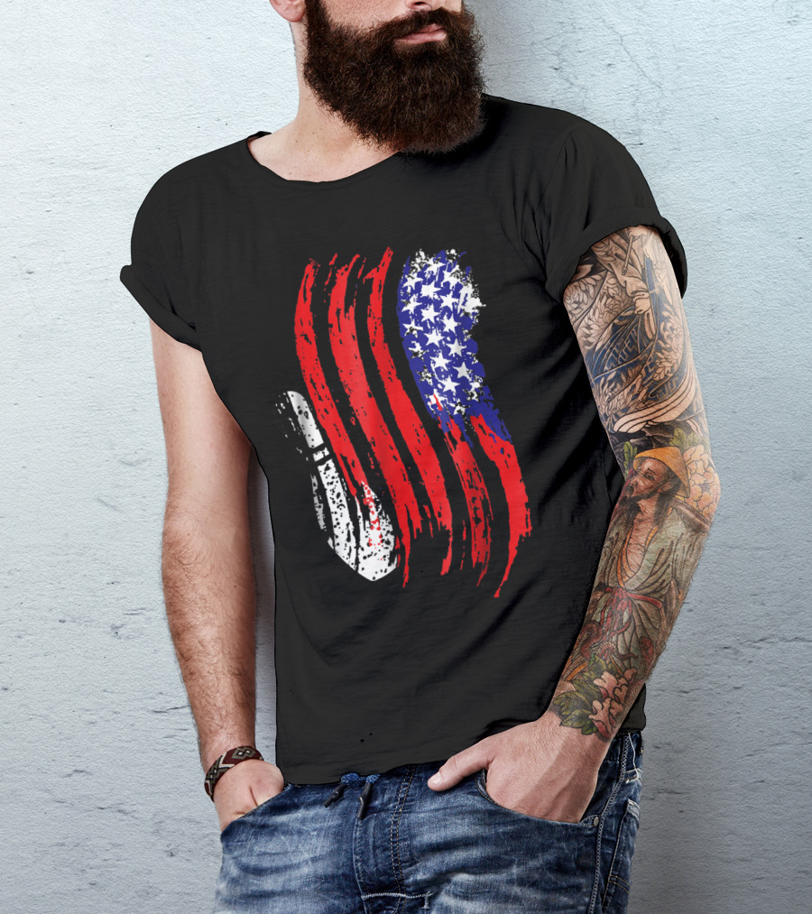 USA Patriotic Flag Tenpin Bowling T-Shirt