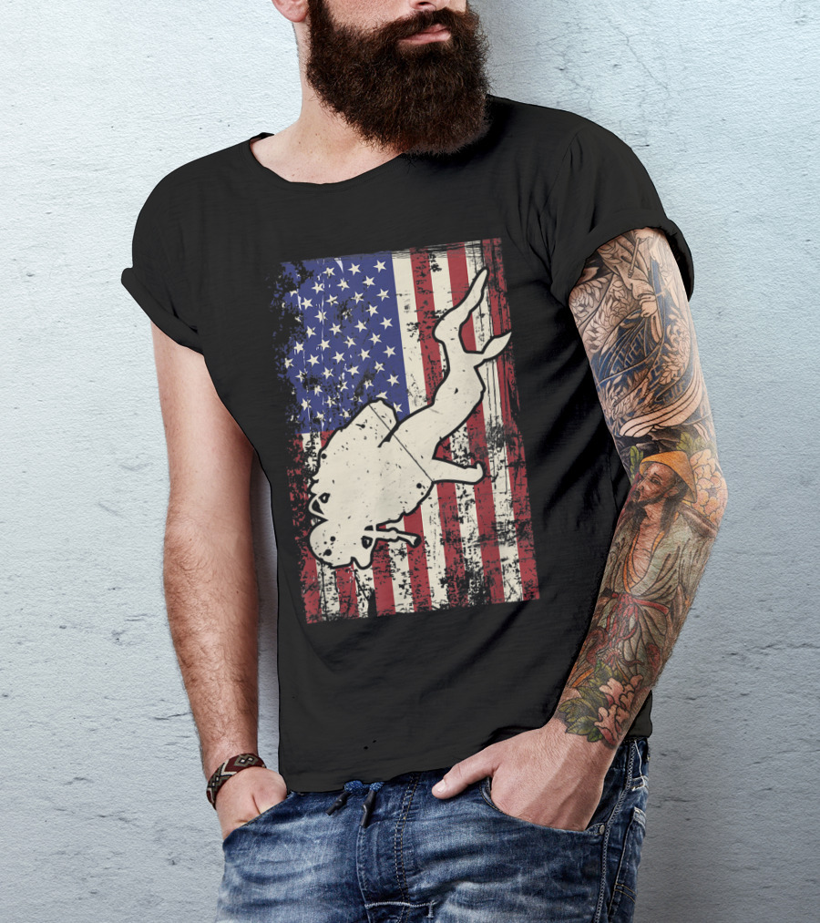 Usa Flag Scuba Diving Diver Freediving Retro T-Shirt