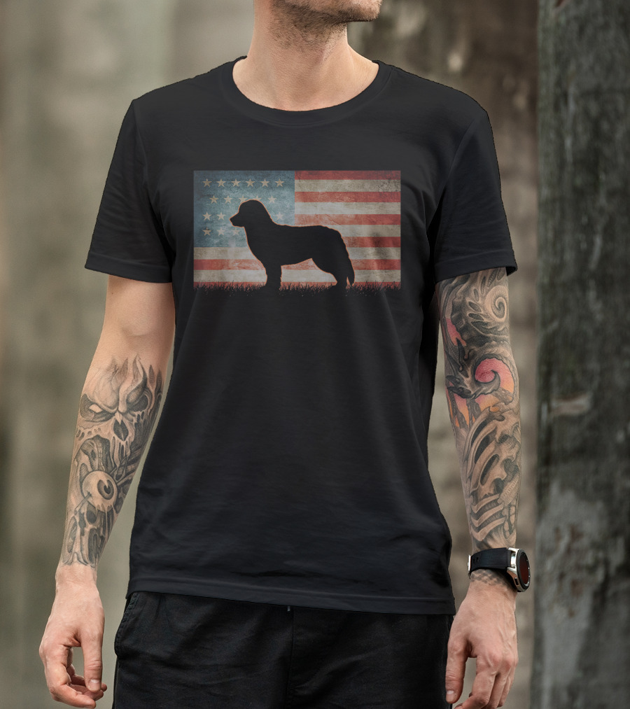 Best Bernese Mountain Dog Dad Ever Vintage American Flag T-Shirt