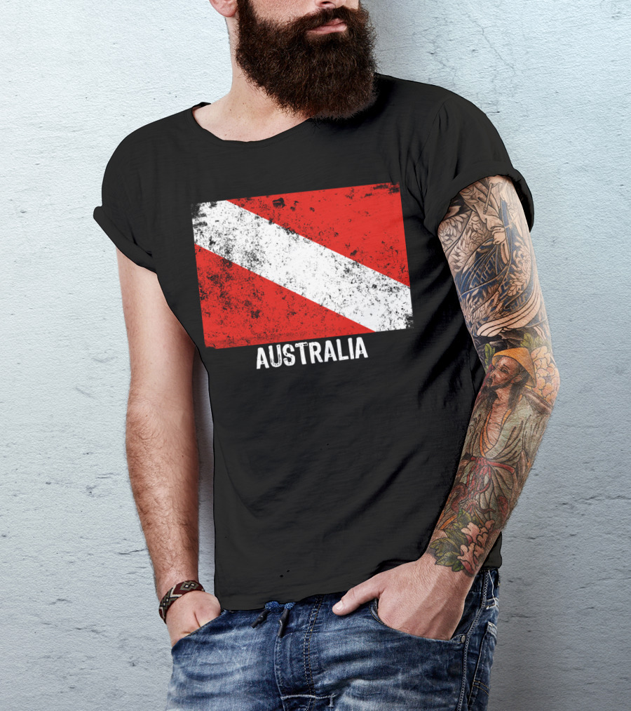 Australia Vintage Dive Flag Scuba Diving T-Shirt