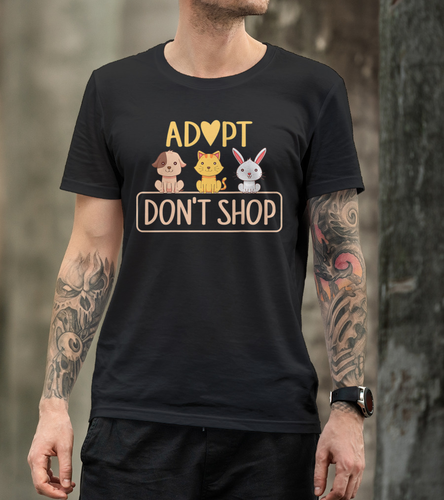 Adopt Don't Shop Family Fur Babies Dog Cat Rabbit T-Shirt