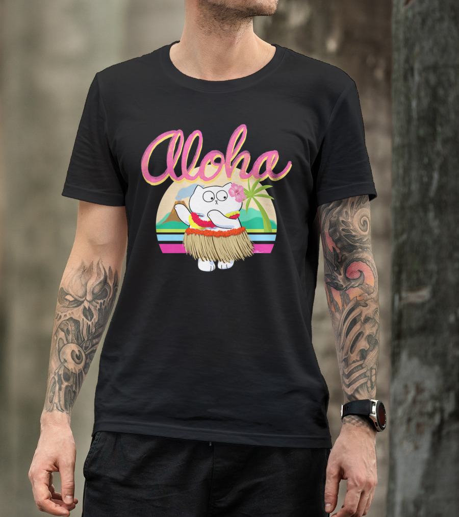 Aloha Hula Kitty Fun Cas Women Hawaiian Kitty T-Shirt