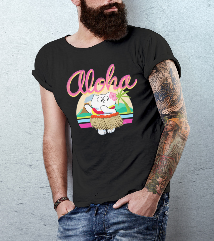 Aloha Hula Kitty Fun Cas Women Hawaiian Kitty T-Shirt