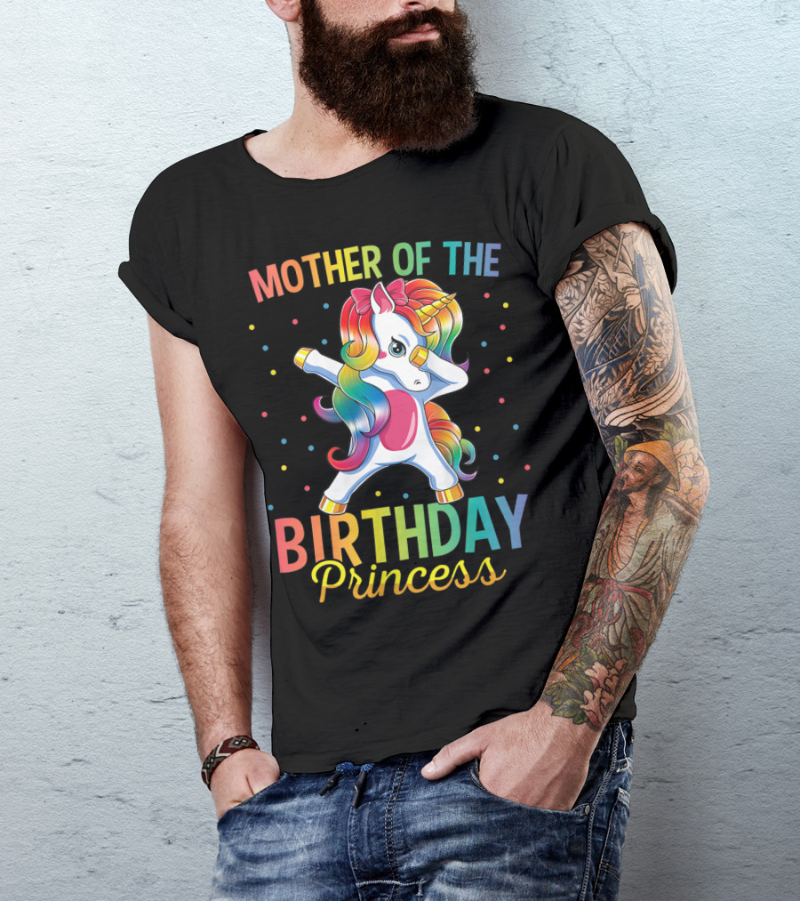 Mother Of The Birthday Princess Unicorn Dabbing T-Shirt