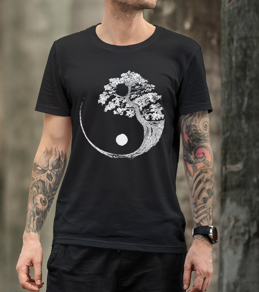 Yin Yang Bonsai Tree Japanese Zen Buddhist T-Shirt