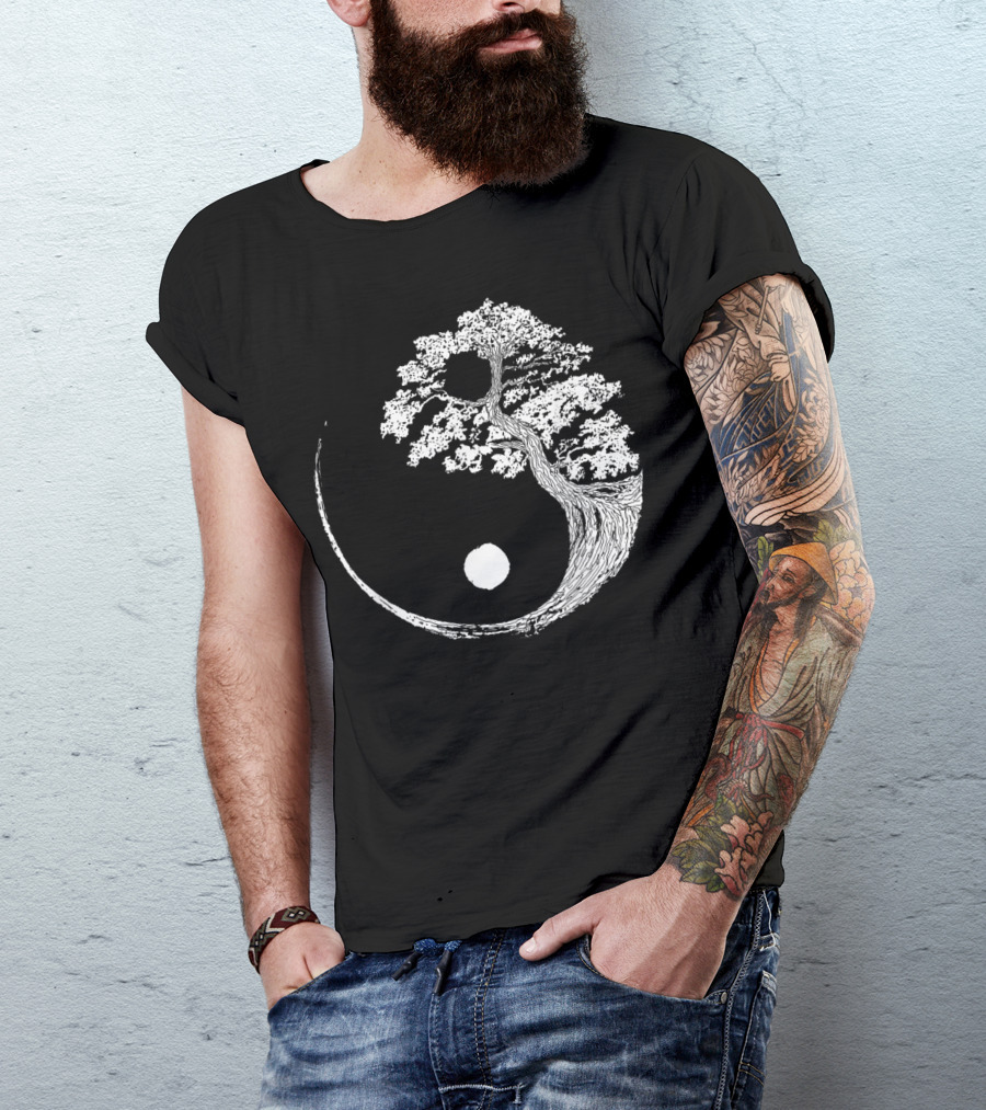 Yin Yang Bonsai Tree Japanese Zen Buddhist T-Shirt