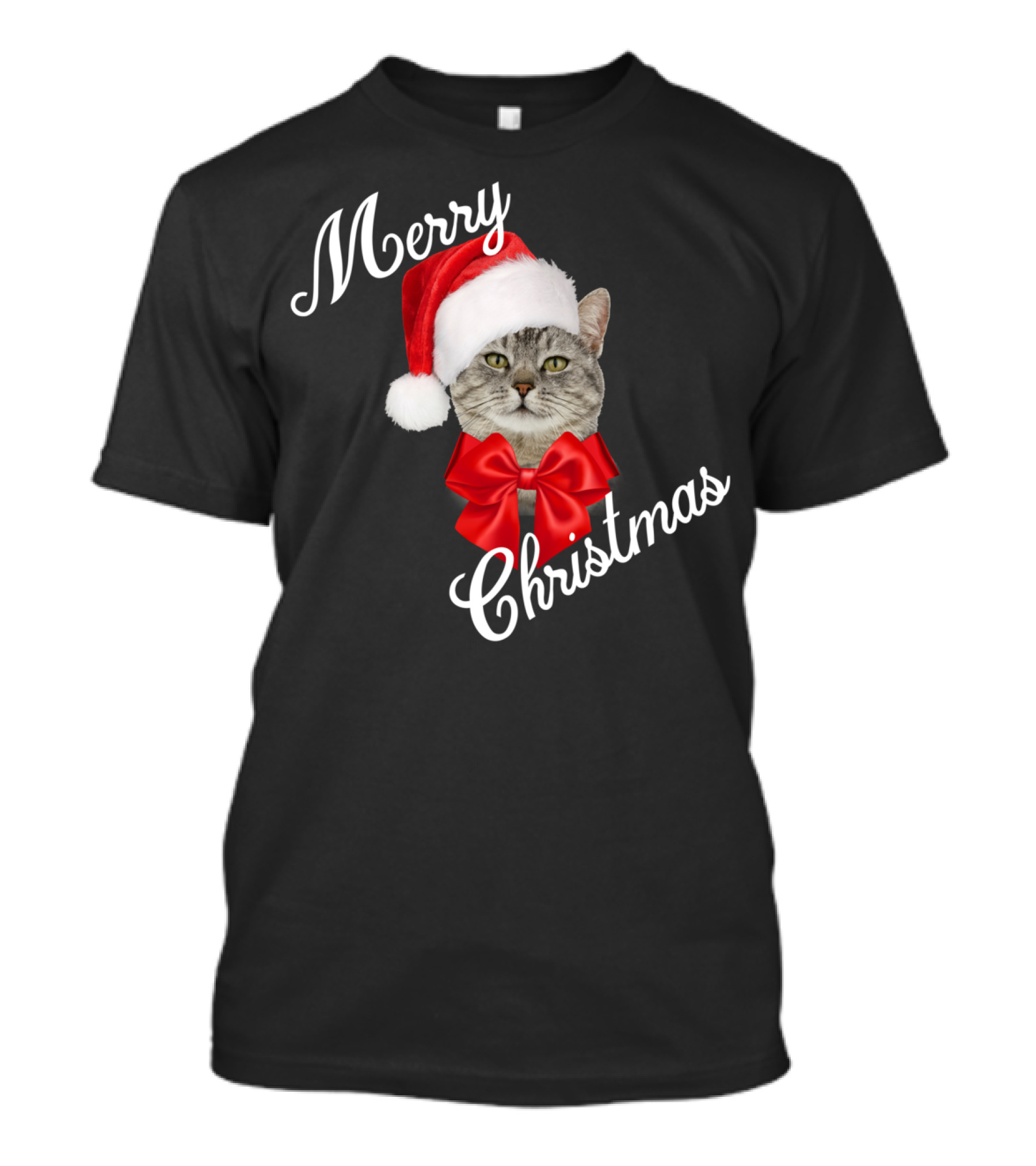 Merry Christmas Holiday Cat Lovers Santa T-Shirt 