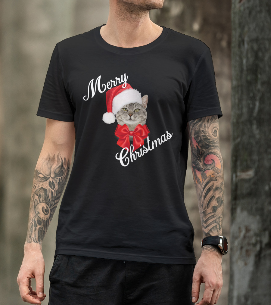 Merry Christmas Holiday Cat Lovers Santa T-Shirt