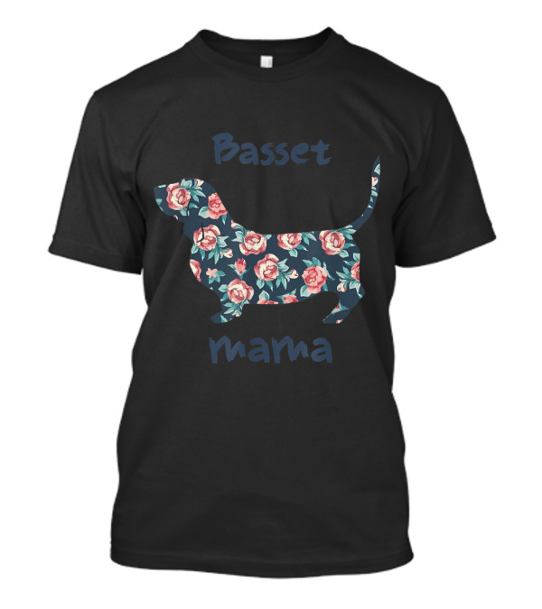 Basset Hound Mama Floral Pattern Mom Mother Women T-Shirt