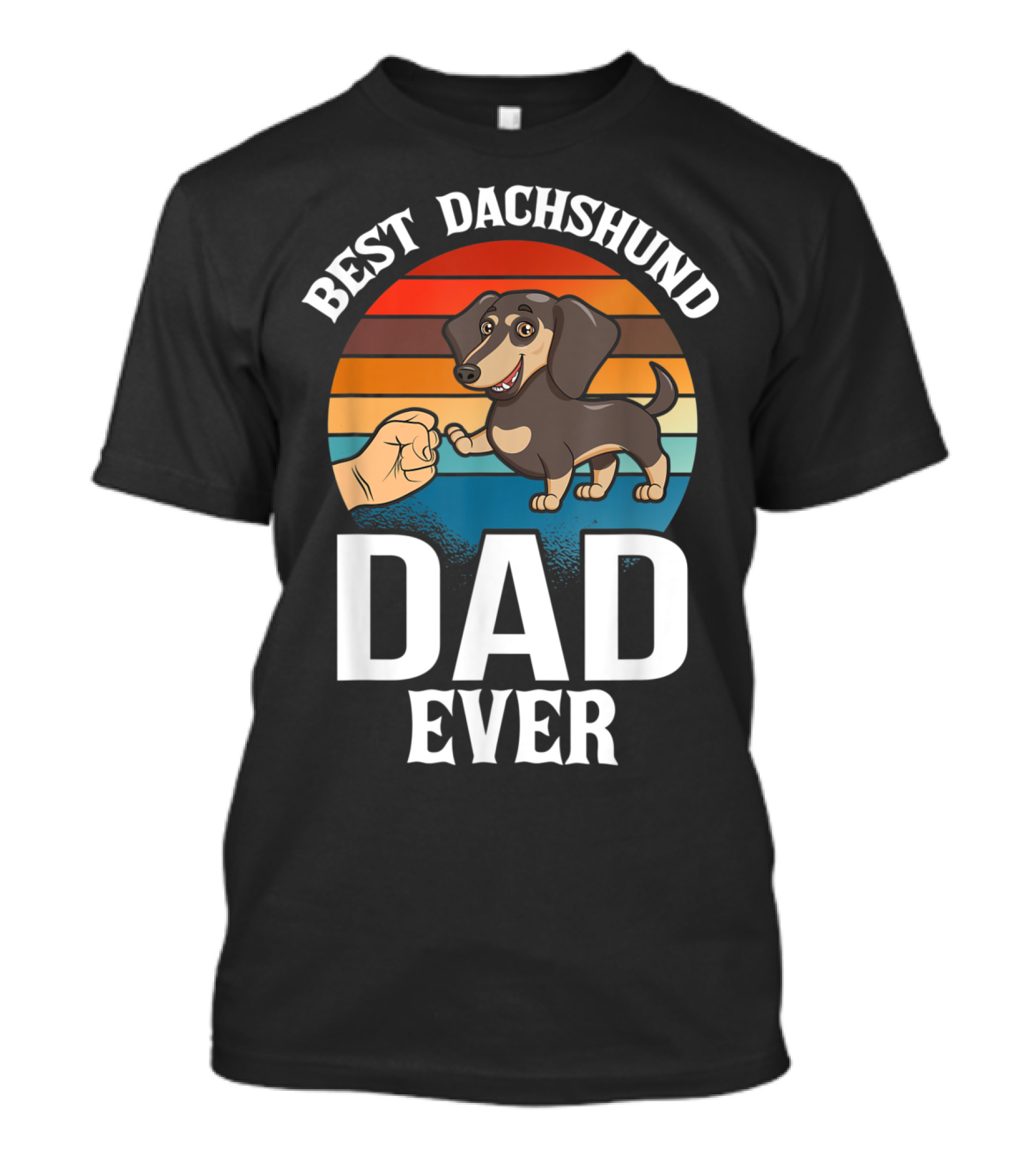 Best Dachshund Dad Ever Vintage Sunset Paw Bump T-Shirt