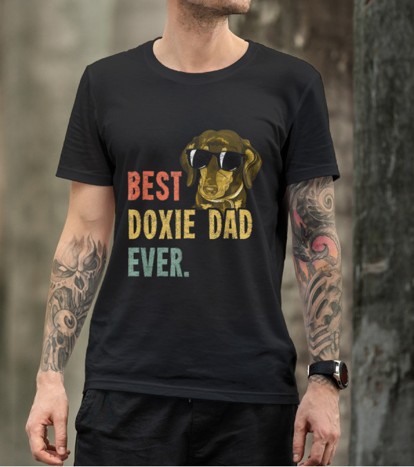 BEST DOXIE DAD EVER RETRO DOG FUNNY FATHERS T-Shirt