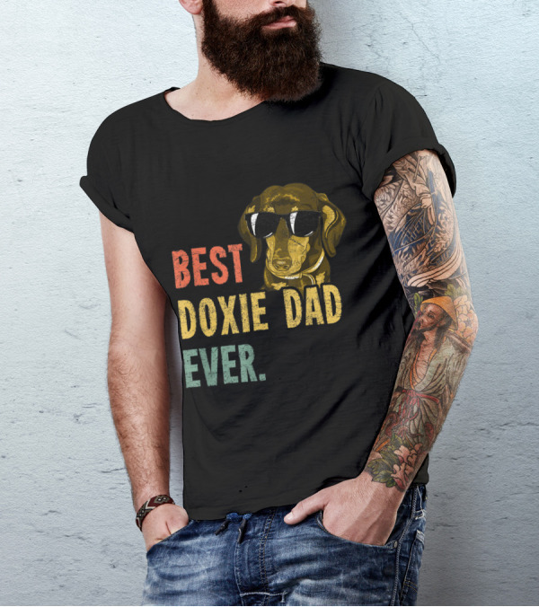 BEST DOXIE DAD EVER RETRO DOG FUNNY FATHERS T-Shirt
