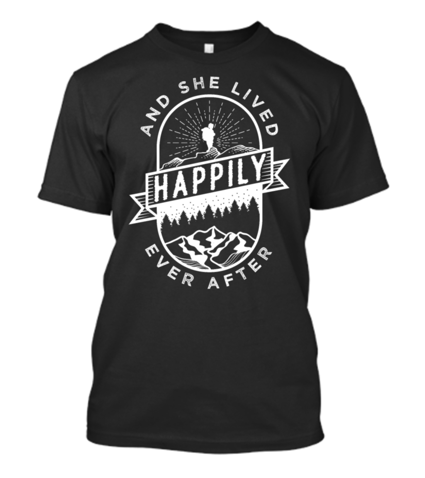 AND SHE LIVED HAPPILY EVER AFTER MOUNTAIN HIKER SILHOUETTE VINTAGE T-Shirt