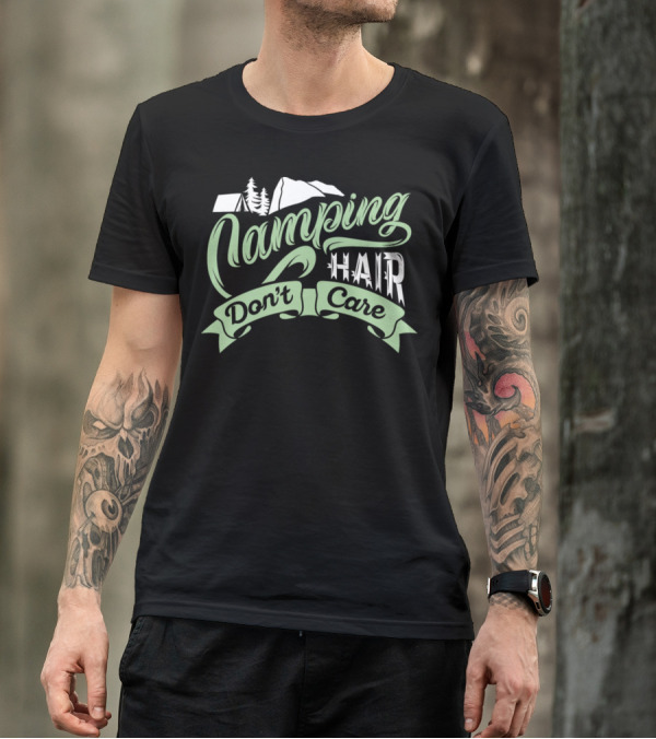 Camping Hair Don't Care Vintage Mountain Pine Tent T-Shirt