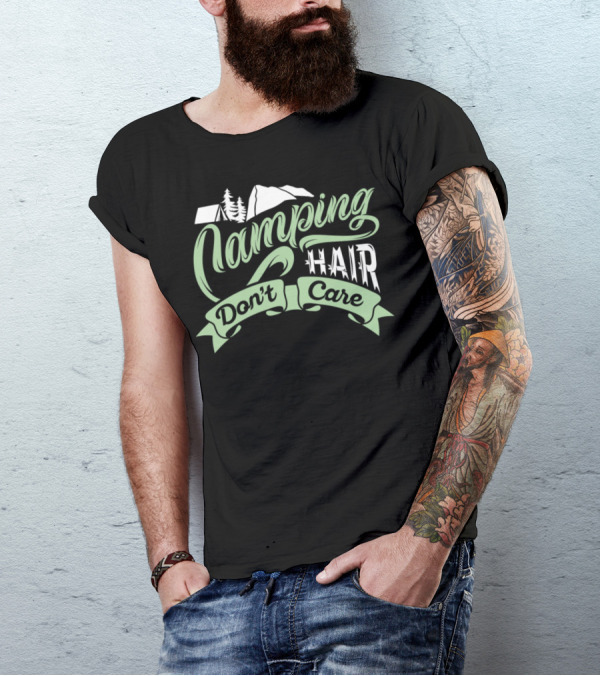Camping Hair Don't Care Vintage Mountain Pine Tent T-Shirt