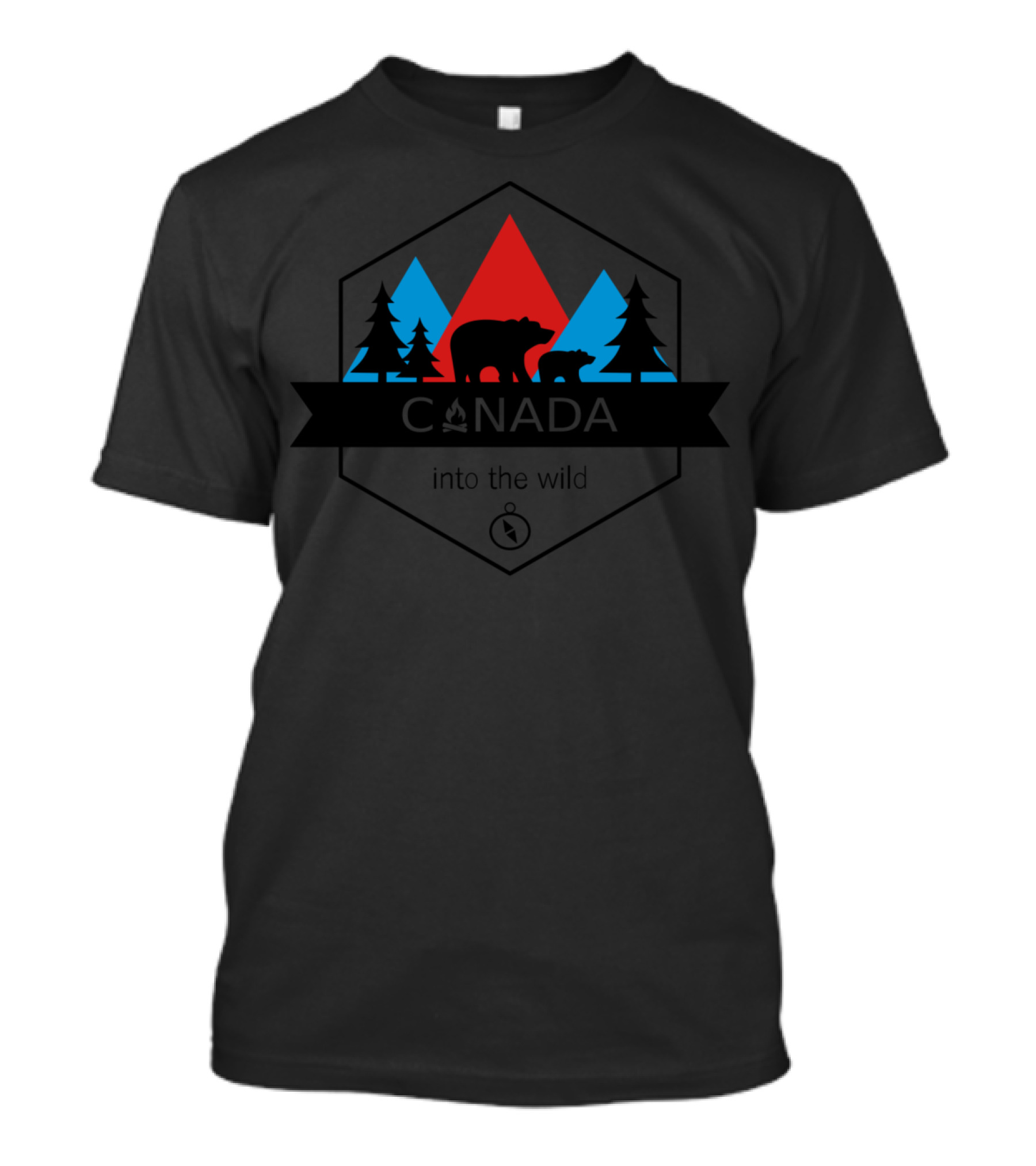 CANADA Into The Wild Bear Trees Mountains Forest Camping Compass T-Shirt