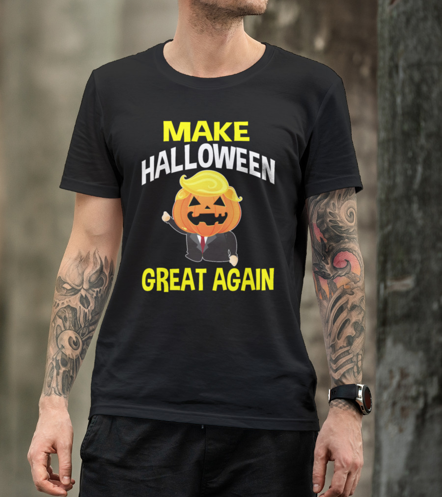 Make Halloween Great Again Jack-O'-Lantern Pumpkin Head In Suit T-Shirt