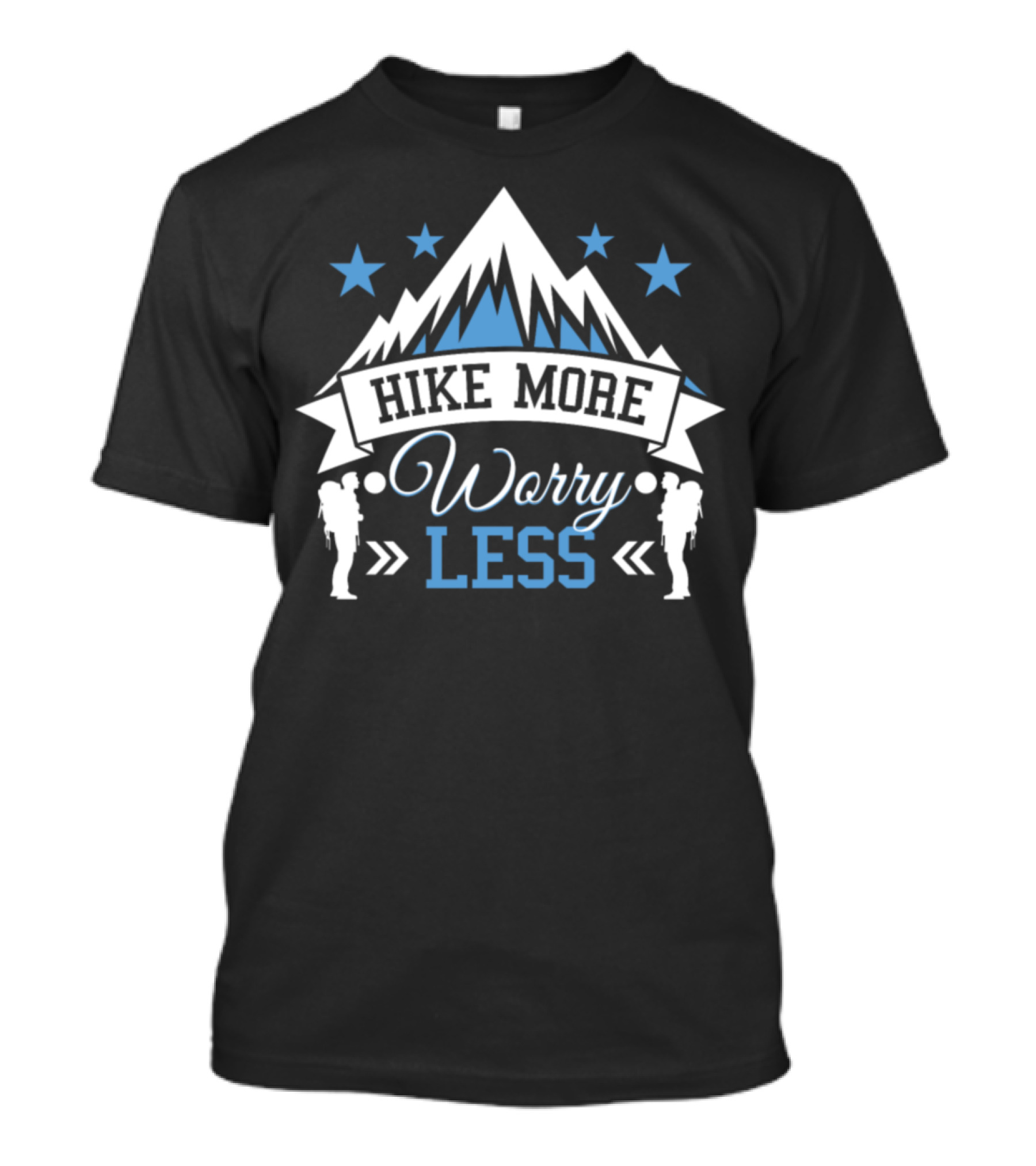 Hike More Worry Less Mountain Adventure With Stars And Backpackers T-Shirt