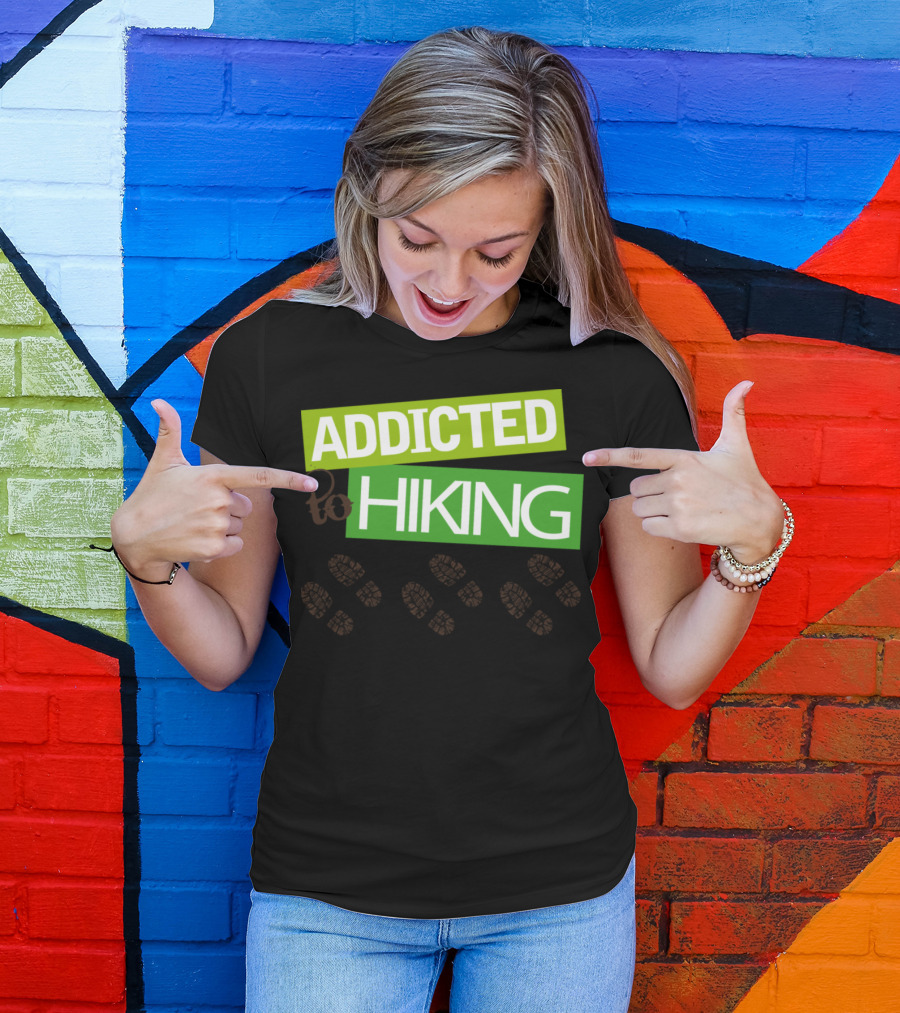 Addicted To Hiking Footprint Trail T-Shirt