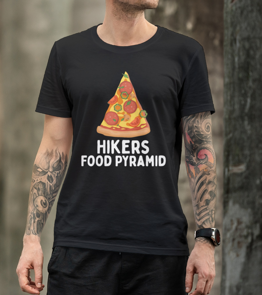 Hikers Food Pyramid Pizza Slice With Pepperoni Vegetables And Cheese T-Shirt