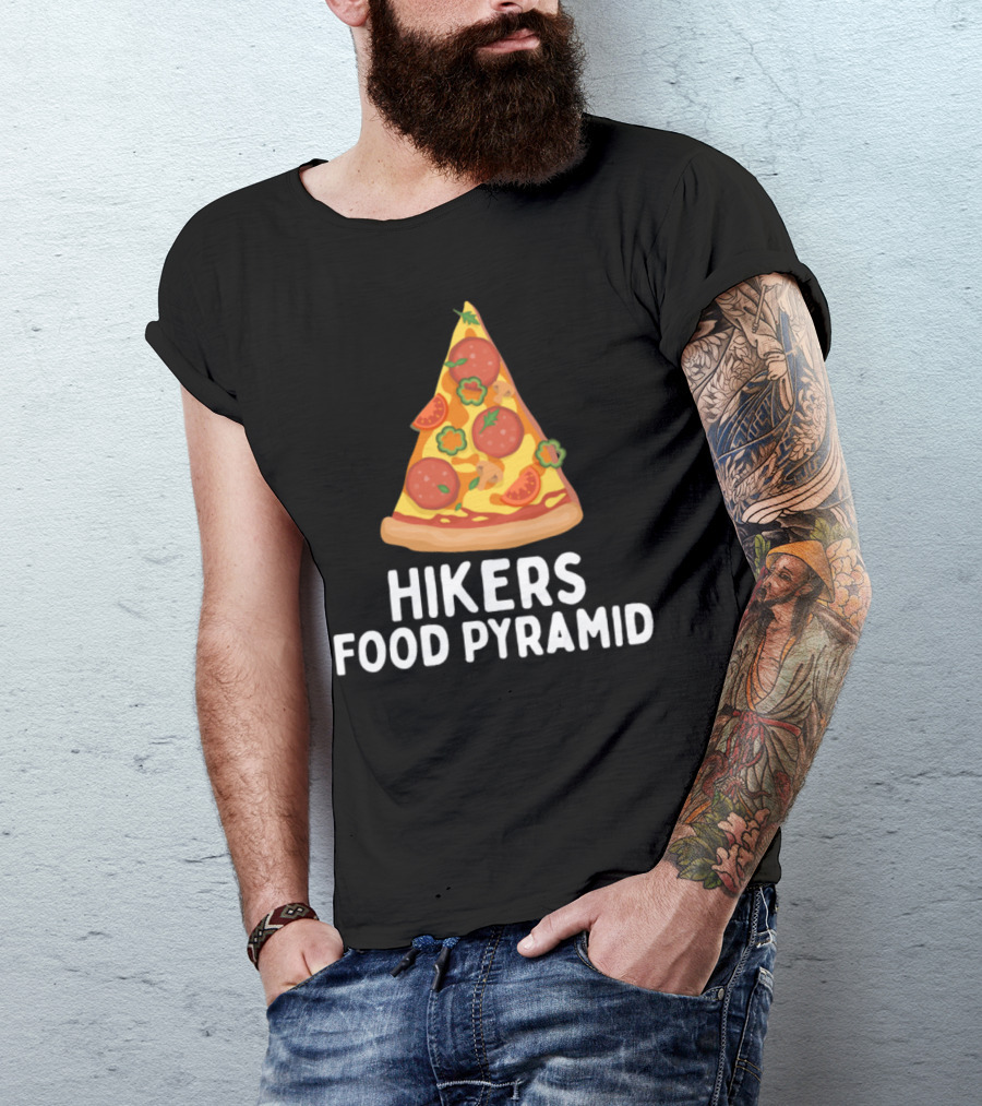 Hikers Food Pyramid Pizza Slice With Pepperoni Vegetables And Cheese T-Shirt