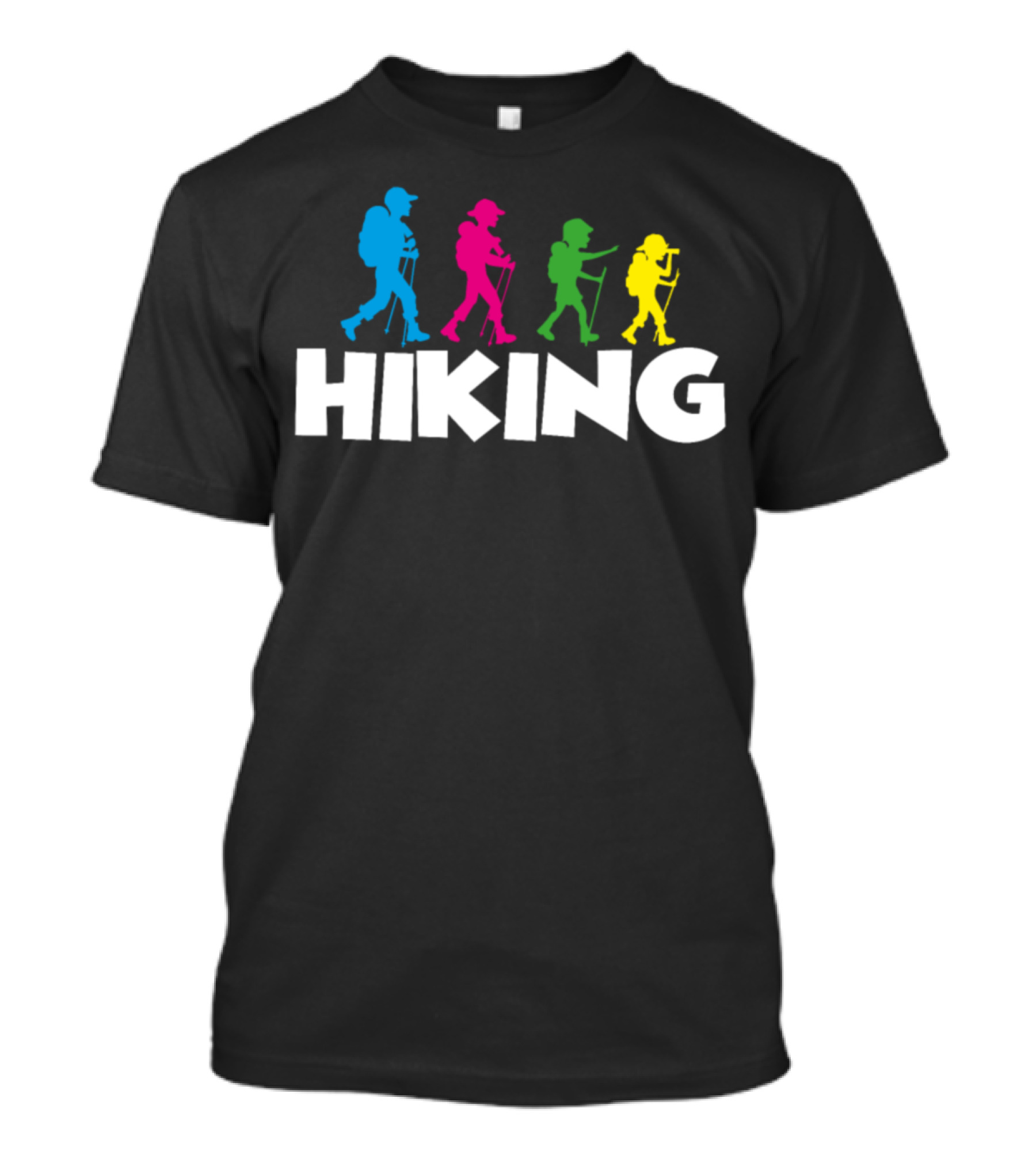 Hiking Colorful Backpacking Silhouettes Mountain Adventure T-Shirt
