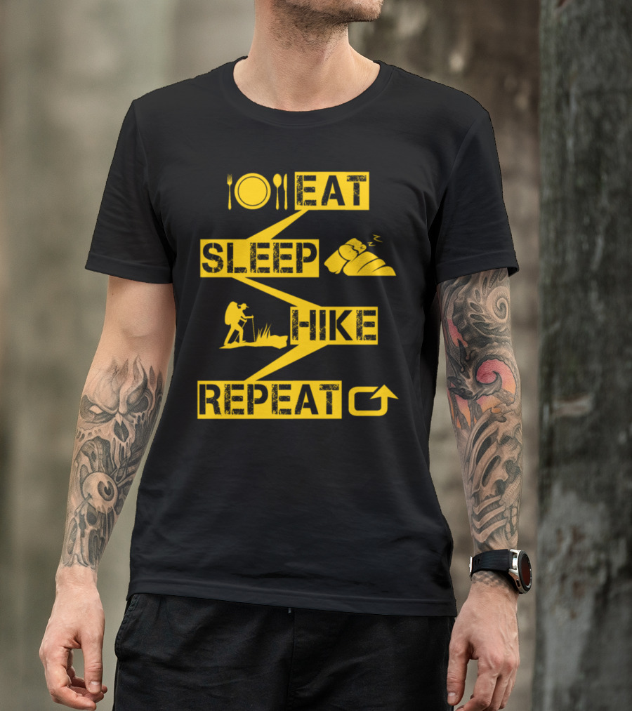 Eat Sleep Hike Repeat Adventure Motivation Icons T-Shirt